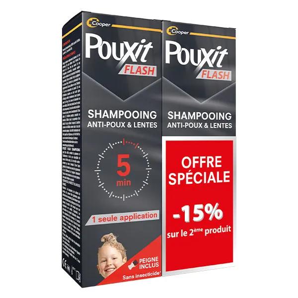 Pouxit Flash Shampoing Traitement Poux et Lentes Lot de 2x 100ml