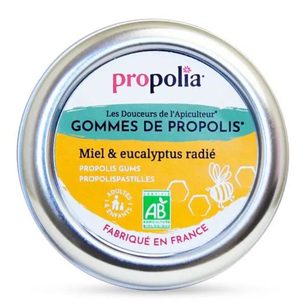 Propolia Bio Gommes de propolis, miel et eucalyptus radié Adoucit la gorge - 45 gr