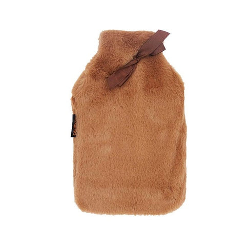 Calindoo Housse de bouillotte nœud marron 2L