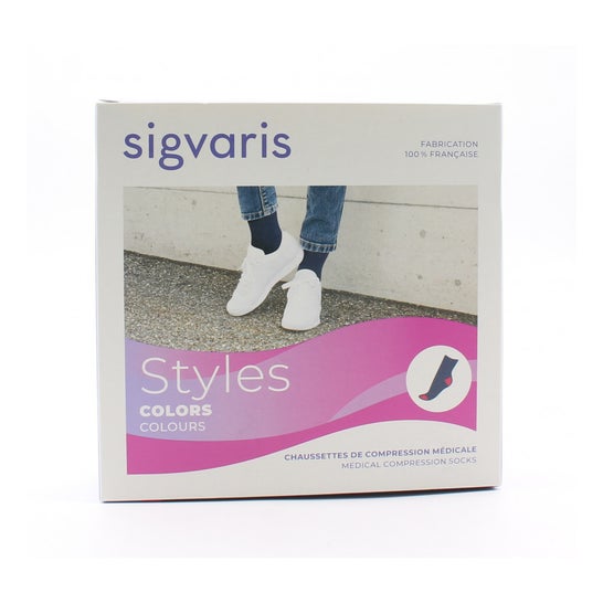 Sigvaris Styles Colors Chaussette 2 Femme Marin Framboise TSL 1 paire