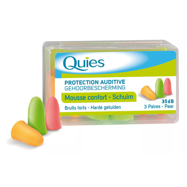 Quies Protection Auditive Mousse Confort 3 Paires Fluo