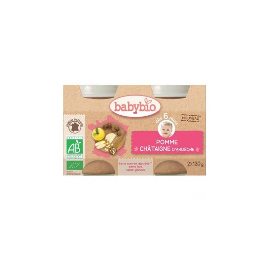 Babybio Petits Pots dès 6 mois Pomme Châtaigne (2x130 g)