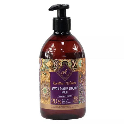 Recettes d'Antan Organic Liquid Aleppo Soap with 20% Laurel Berry Oil 500ml