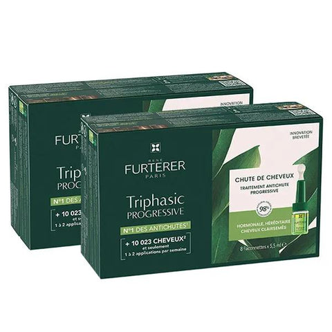 René Furterer Triphasic Progressive anti-hair loss serum 3-Month Cure Pack of 2 x 8