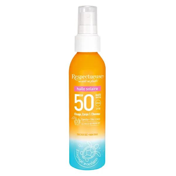Respectueuse Huile solaire SPF50 (100 ml)