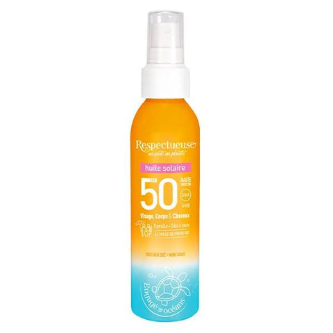 Respectueuse Huile solaire SPF50 (100 ml)