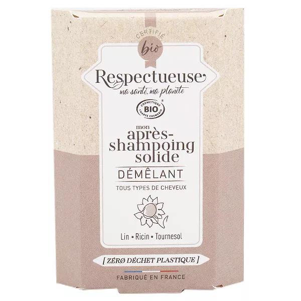Respectueuse Mon Après-Shampoing Solide Démêlant Bio (40 g)