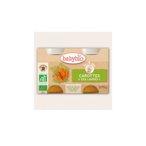 Babybio Carrot Vegetable Pot +4m Organic 2 x 130g