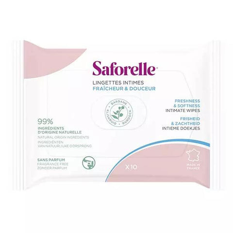 Saforelle Care & Hygiene Biodegradable Intimate Wipes Pocket 10 units