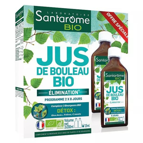Santarome Bio Organic Birch Sap - Drains & Detoxifies - Pack of 2 x 200ml