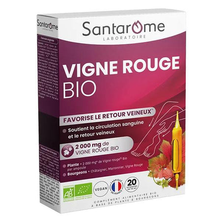 Santarome - Vigne Rouge Bio - Circulation, Jambes légères - 20 ampoules