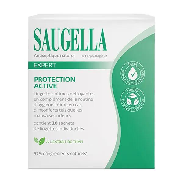 Saugella Antiseptique Naturel Lingettes Intimes Nettoyantes - Pack 10 lingettes