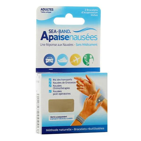 Sea-Band Adult Anti-Nausea Wristbands Grey 2 units