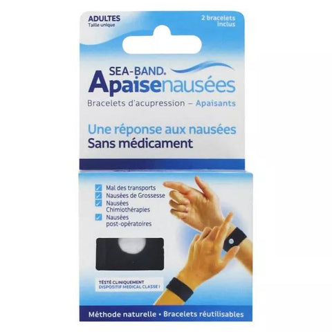 Sea-Band Adult Anti-Nausea Wristband Black 2 units