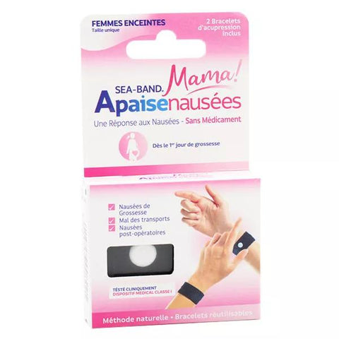 Sea-Band Mama Nausea Relief Acupressure Wristbands Black 2 units