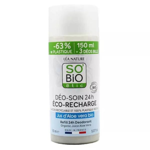 So'Bio Étic Déo-Soin Déodorant Tolérance + Jus d'Aloe Vera Recharge Bio (150 ml)