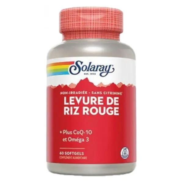 Solaray Levure de Riz Rouge Plus CoQ-10 + Oméga 3 - 60 gélules