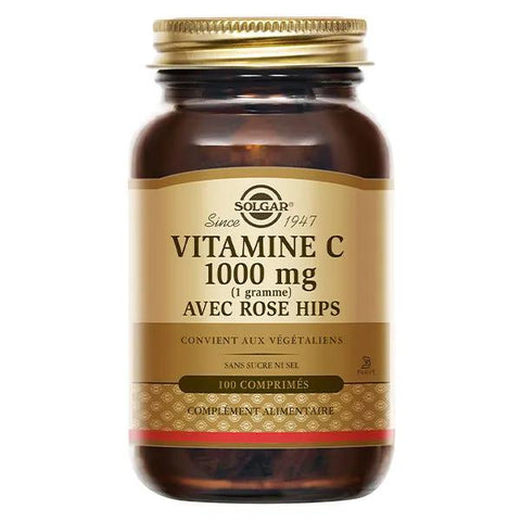 Solgar Vitamine C 1000 avec Rose Hips 100 comprimés