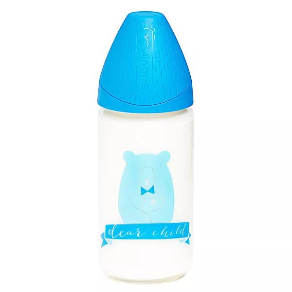 Suavinex Biberon en Verre Meaningful Life Bleu Housse Silicone (240 ml)