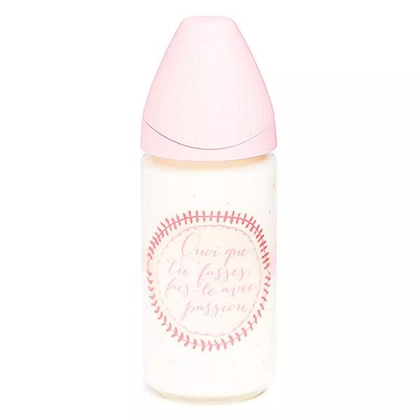 Suavinex Biberon en Verre Meaningful Life Rose Housse Silicone 240ml