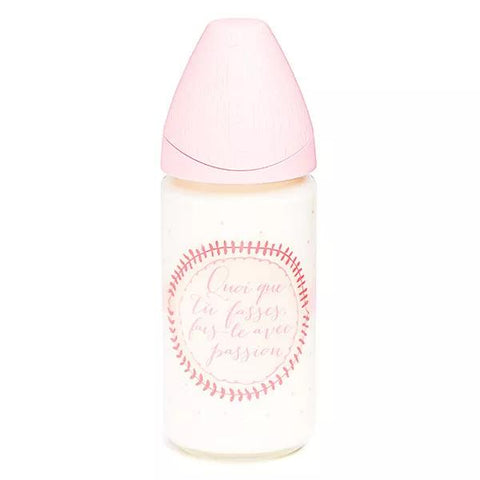 Suavinex Biberon en Verre Meaningful Life Rose Housse Silicone 240ml