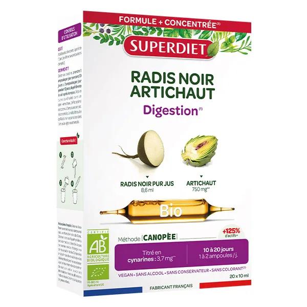 Superdiet Radis Noir Artichaut Bio 20 ampoules de 10ml