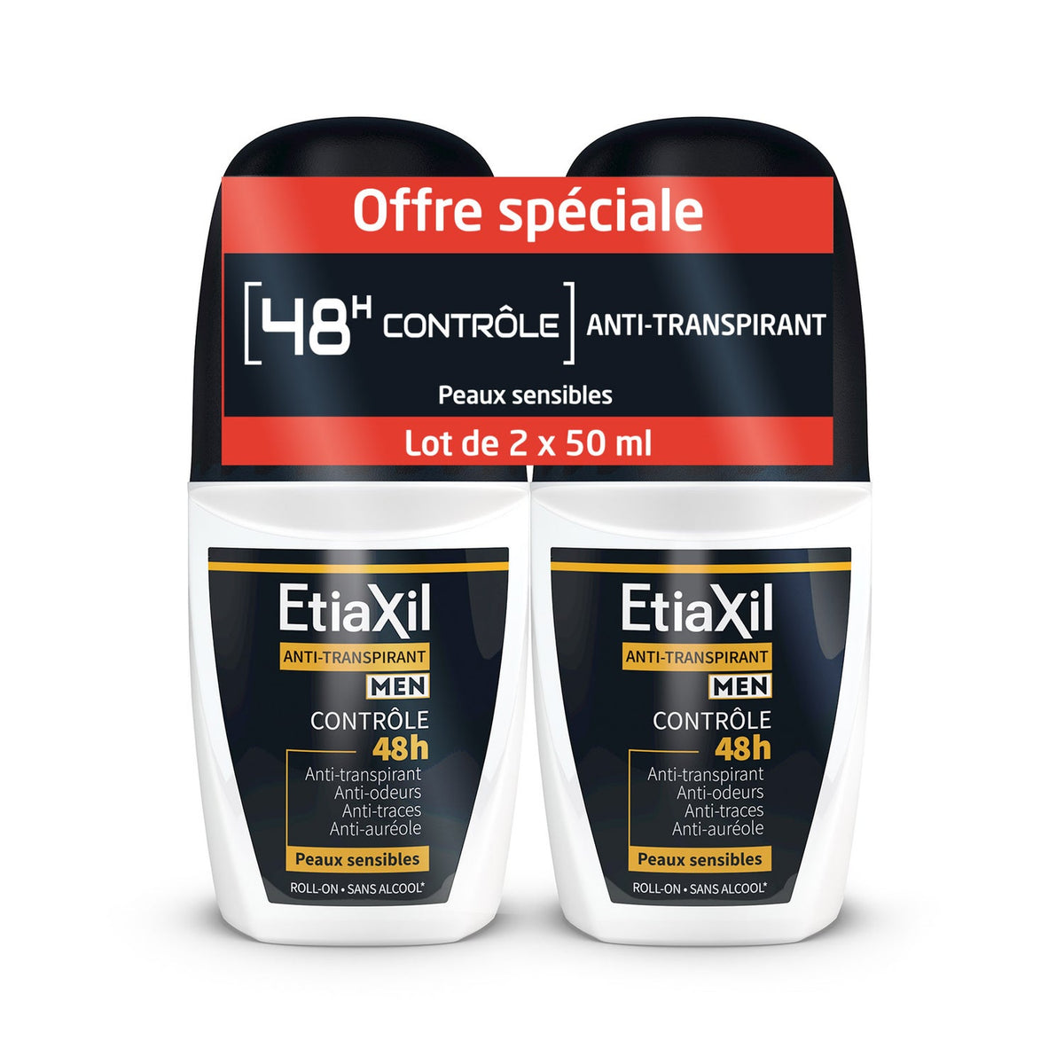 Etiaxil Anti-transpirant Homme 48h Roll-On (2 x 50 ml)