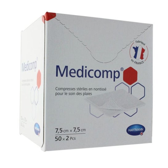 Hartmann Medicomp Compresses Non Tissé Stériles 7,5 x 7,5 cm Boite de 50 sachets