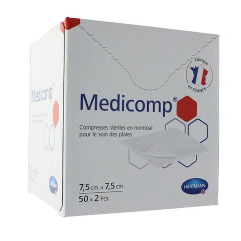 Hartmann Medicomp Compresses Non Tissé Stériles 7,5 x 7,5 cm Boite de 50 sachets