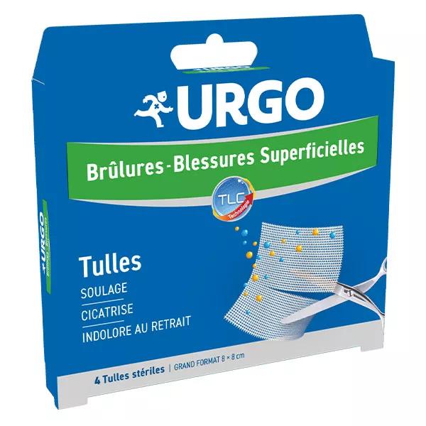 URGO Brûlures Tulles 8X8, PF, boîte de 4 tulles