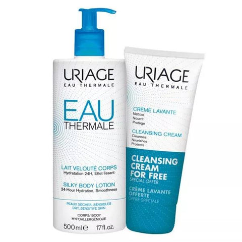 Uriage Thermal Water Velvety Body Milk 500ml + Free 200ml Cleansing Cream