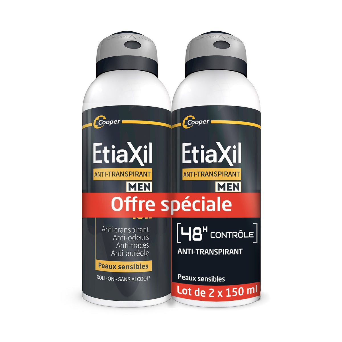 Etiaxil Anti-Transpirant Men Contrôle 48h Aérosol 2x150ml