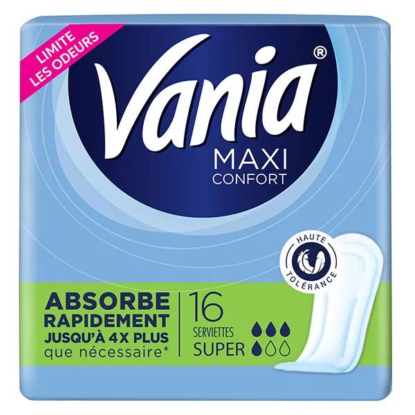 Vania Maxi serviettes périodiques non parfumées Super (16 protections)