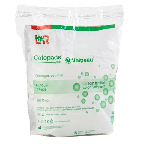 Velpeau Cotopads Organic Cotton Rectangles 8 x 10cm Non-Sterile Pack of 3 x 180 cotton pads