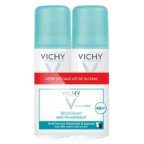 Vichy Déodorant Anti-Traces Blanches & Jaunes 48h Spray Lot de 2 x 125ml