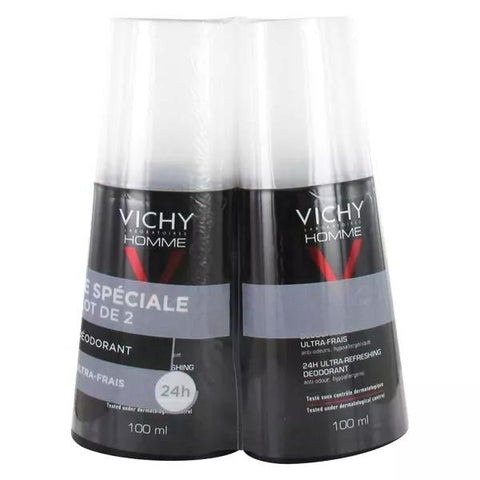 Vichy Homme Ultra-Fresh Deodorant 24h Spray Pack of 2 x 100ml