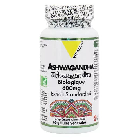 Vit'all+ Organic Ashwagandha Standardized Extract 600mg - 60 vegetable capsules