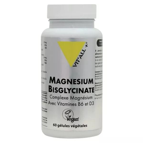 Vit'all+ Magnésium Bisglycinate Haute Absorption avec Vitamines B6 & D3 - 60 gélules végétales
