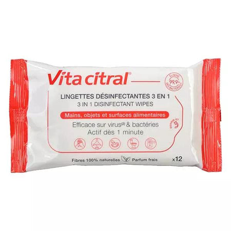 Vitacitral Lingette Désinfectante 3en1 - 12 unités