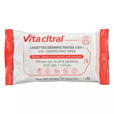 Vitacitral Lingette Désinfectante 3en1 - 12 unités