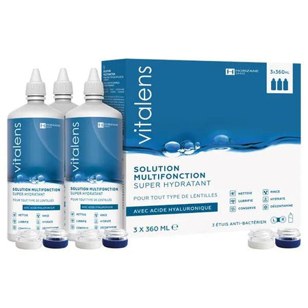 Vitalens Solution de Nettoyage Multifonction pour Lentilles Souples Lot de 3 x 360ml
