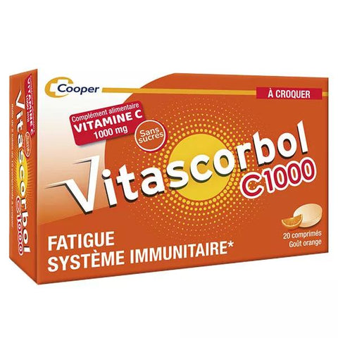 Vitascorbol C1000 Fatigue and Immune System Orange Flavor 20 Chewable Tablets