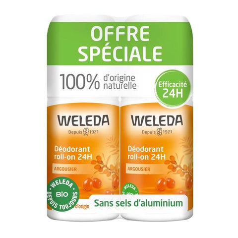 Weleda Argousier Déodorant 24h Roll-On Bio (lot de 2 x 50 ml)