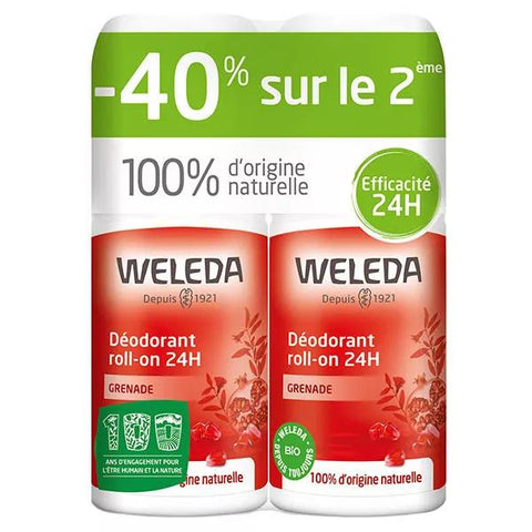 Weleda Pomegranate 24h Roll-On Deodorant Organic Pack of 2 x 50ml