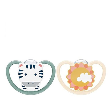 Nuk Space Silicone Pacifier Set 6-18m Zebra Sun (2 units)