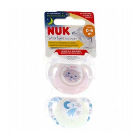 Nuk Starlight Jour et Nuit sucettes 0-6 mois (2 pièces)