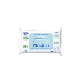 Mustela Lingettes Nettoyantes À L'Eau Sans Parfum 60 Lingettes