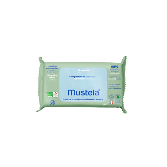 Mustela Lingettes Nettoyantes Compostables 60 Unités