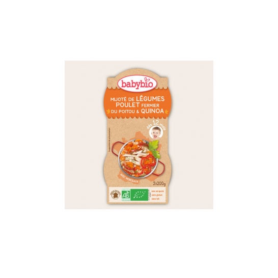 Babybio Bols Menu Légumes Poulet Fermier Quinoa Bio dès 12 mois (2 x 200 g)