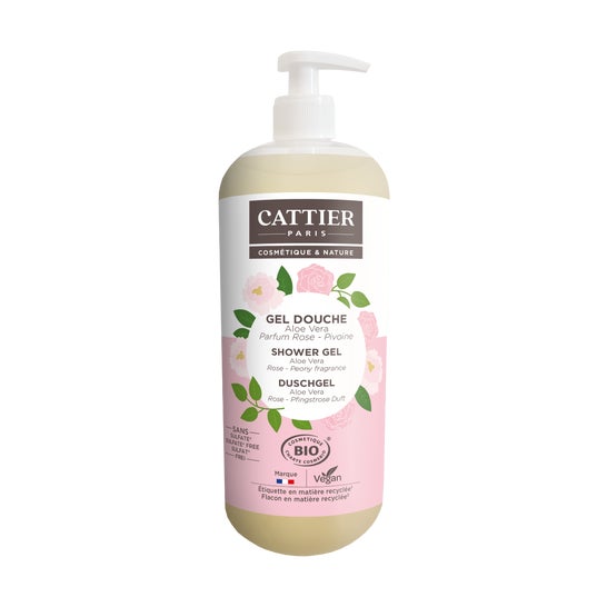 Cattier Gel Douche Sans Sulfate Rose Pivoine Bio 1L